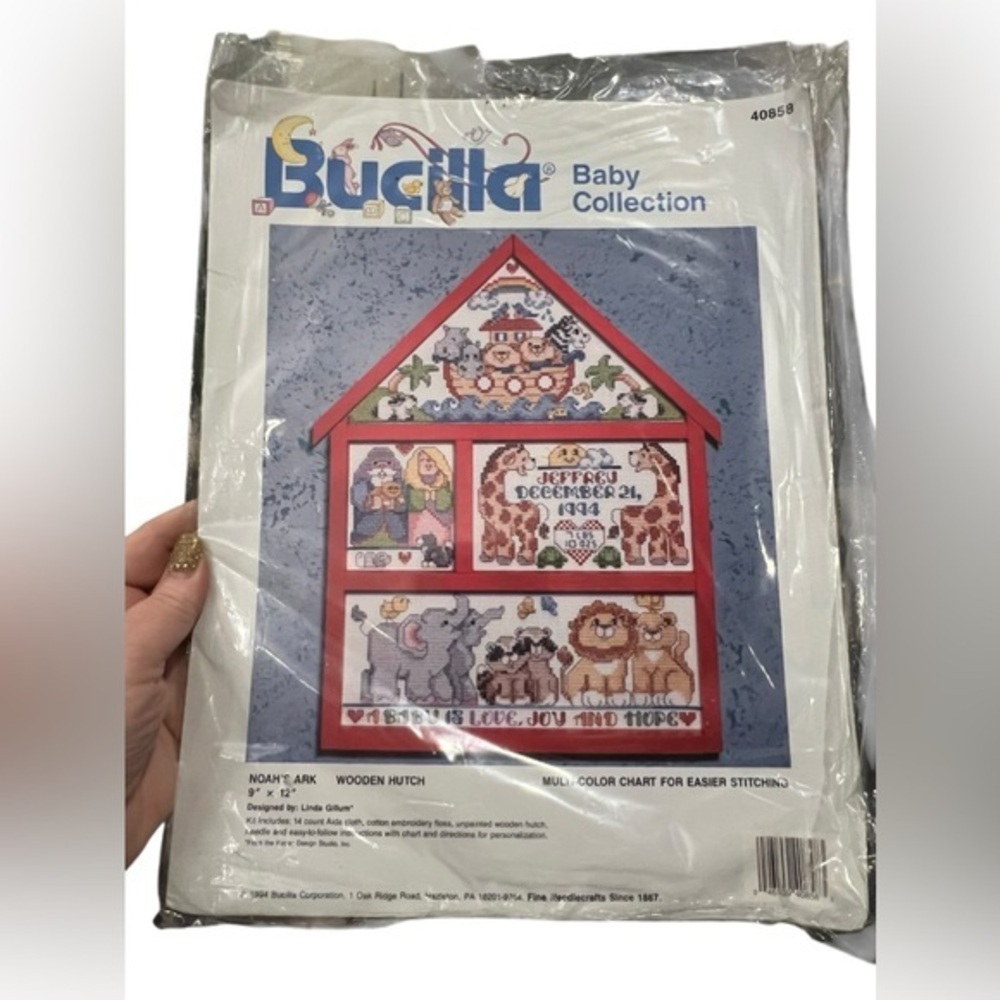 1994 Bucilla Baby Noah’s Ark Hutch Cross Stitch Kit Instructions‎ & Graph Only